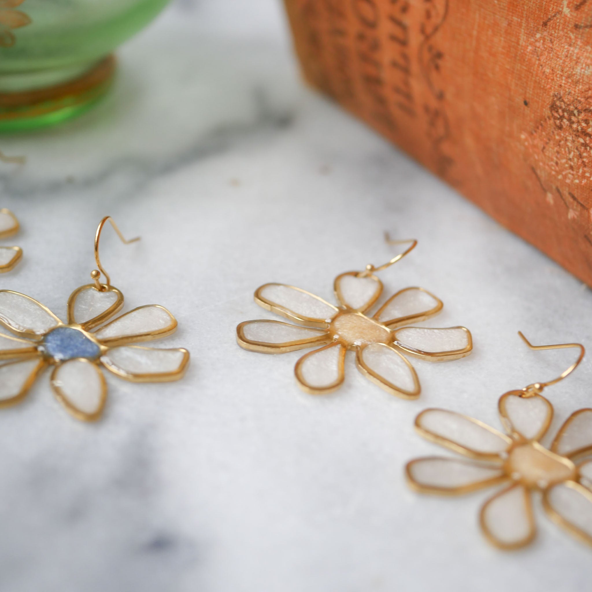 Daisy Stained Glass Earrings