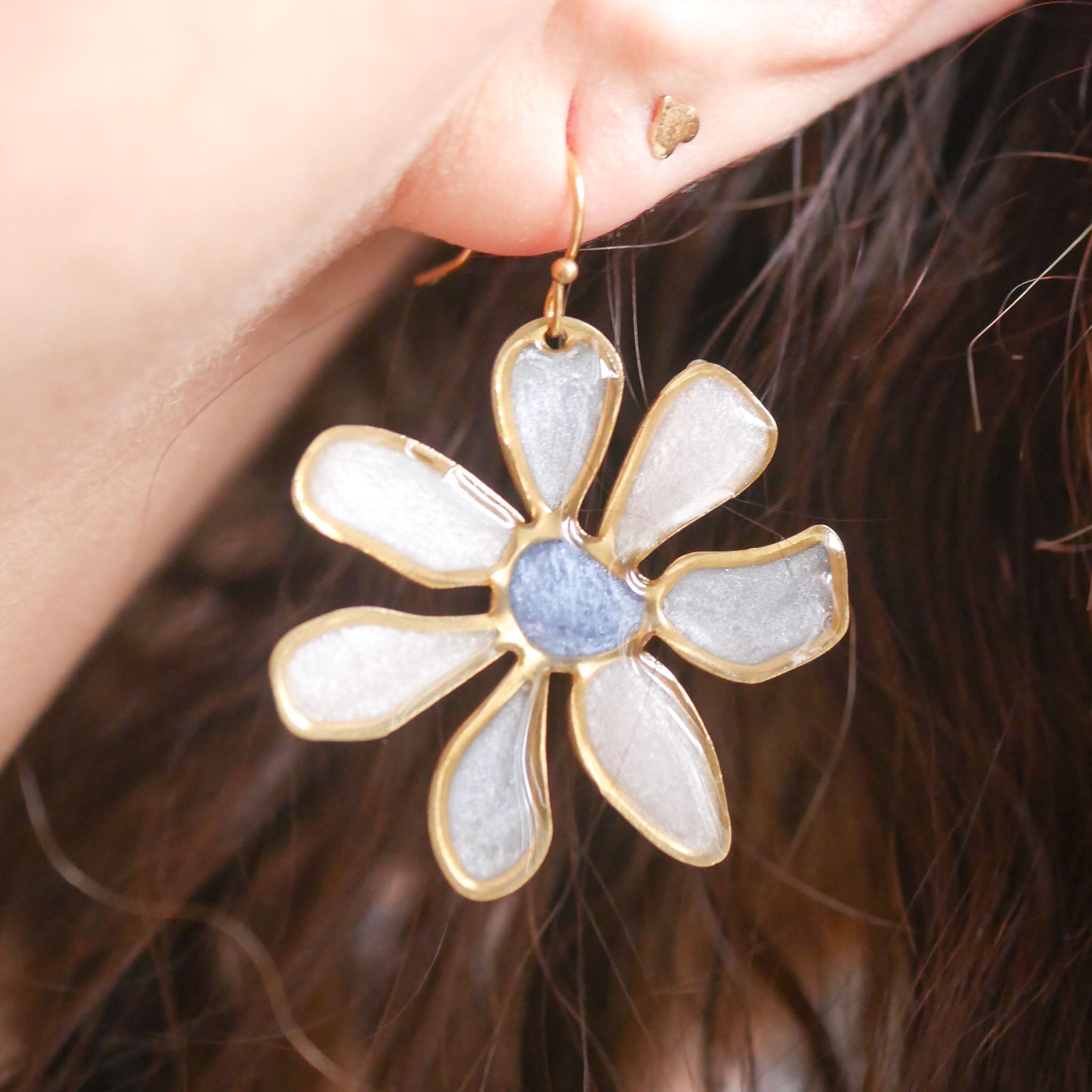 Daisy Stained Glass Earrings