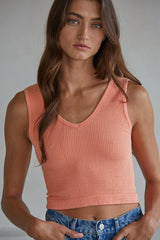 UV Neck Reversible Tank Top by By Together | Peach Sorbet