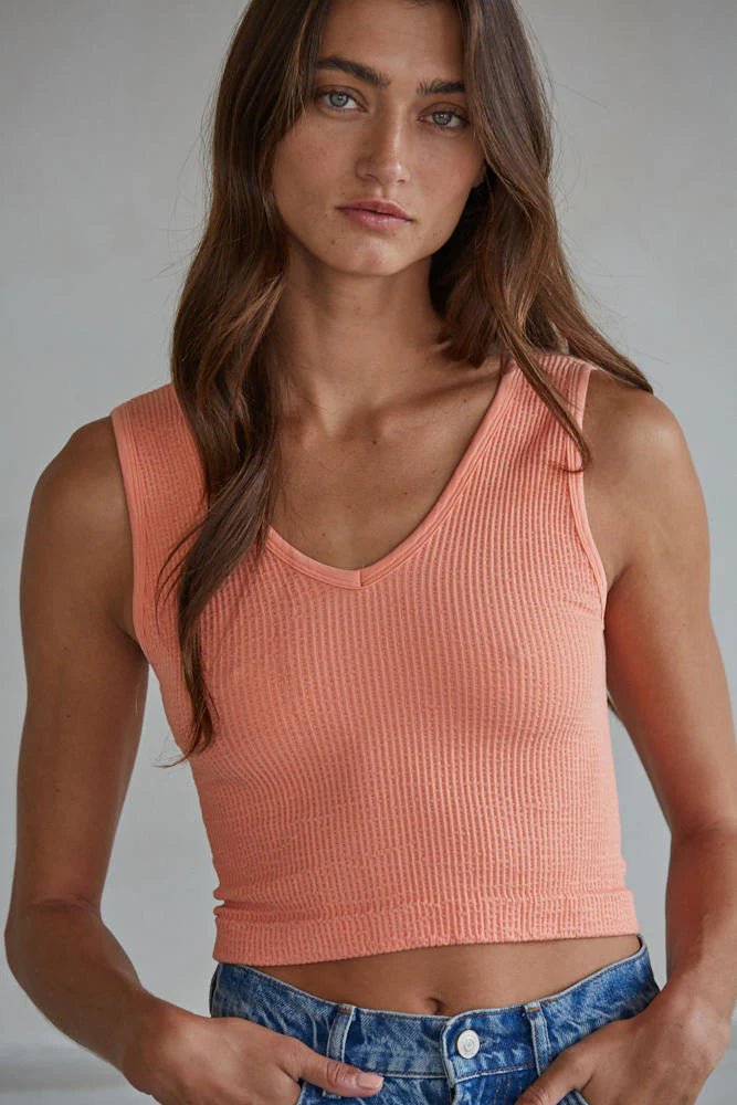 UV Neck Reversible Tank Top by By Together | Peach Sorbet - Zen&Zip