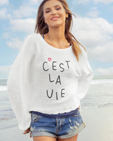 C’est La Vie Cotton Sweater by Wooden Ships | Breaker White