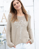 Palm Chunky Crew Cotton by Wooden Ships | Khaki/Breaker White Marl