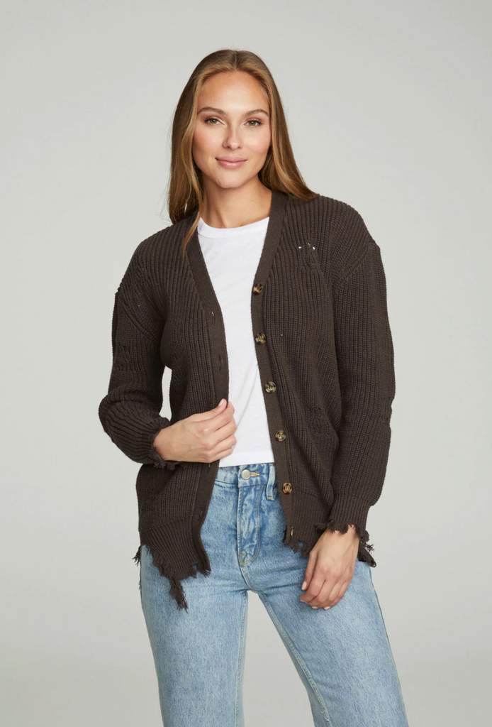 Longsleeve Button Down Deconstructed Sweater Cardi Falcon