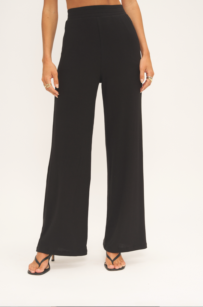 Stay Forever Rib Cropped Pant Black